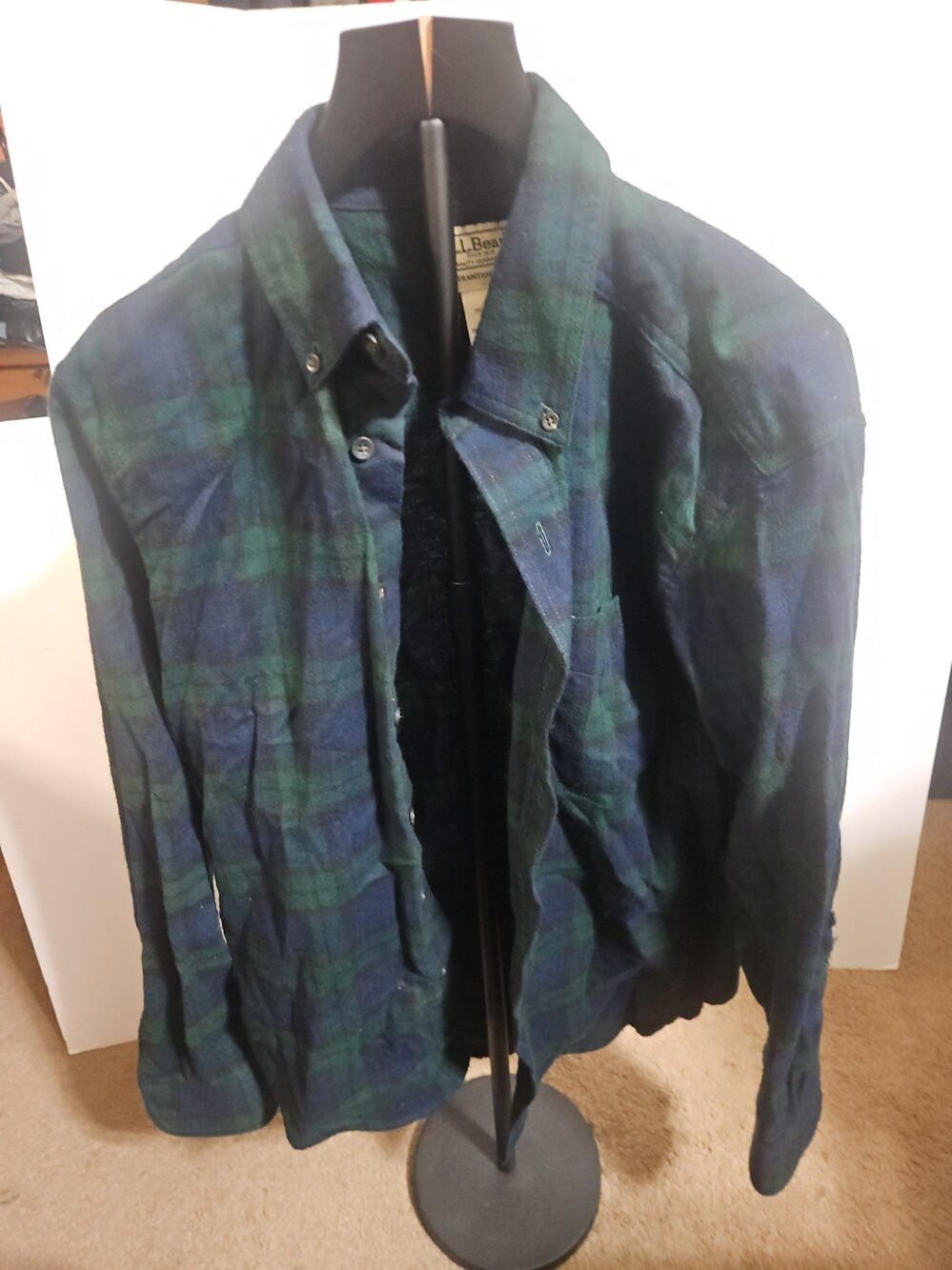 LL Bean Scotch Plaid Flannel Button Down Shirt S Mens